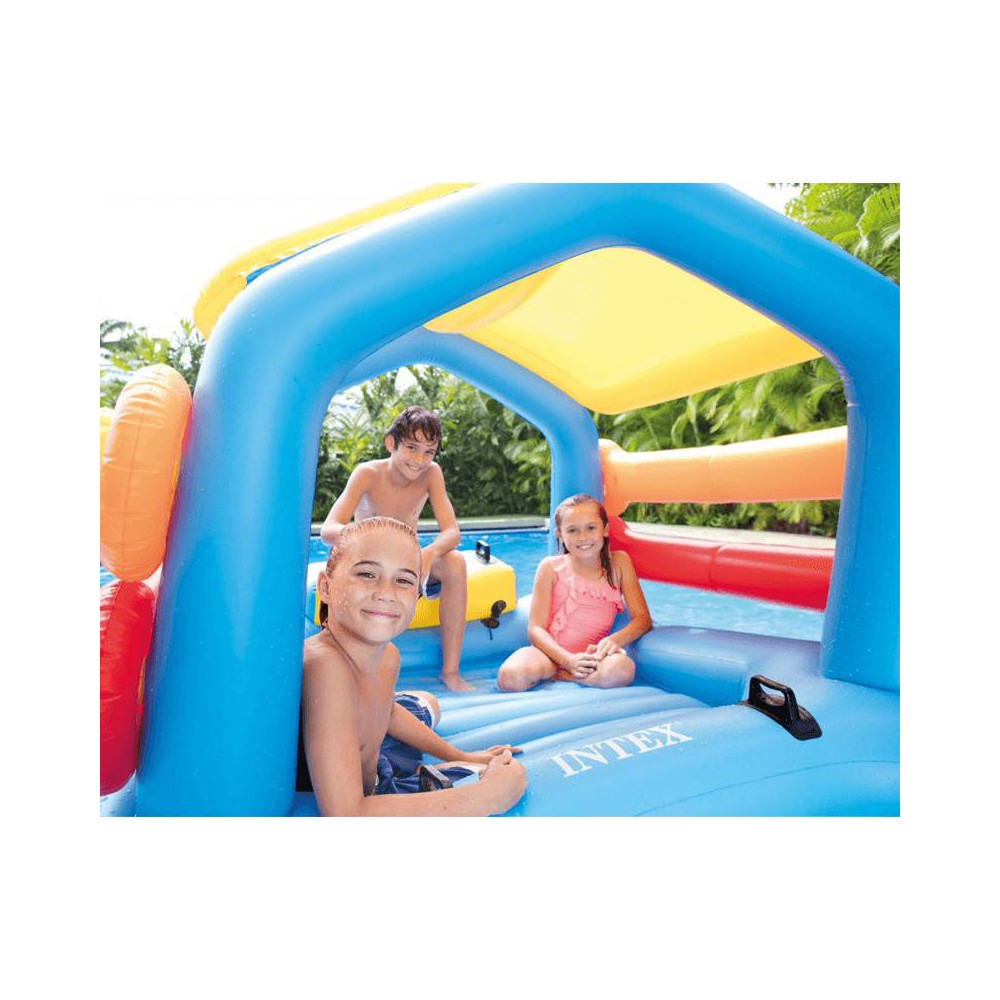 Children's pools and play centers - INTEX Floating house with slide 279x173x122 cm 58294 - 4