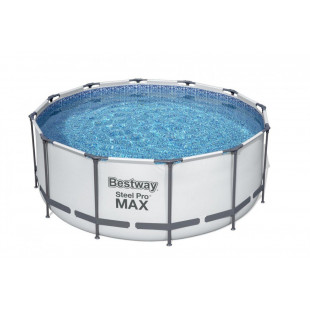 Bazén Bestway Steel Pro Max 366x122 cm 6v1 56420 s filtračným čerpadlom je odolný voči korózii, povlak PVC bazénu vyrobený v technológii DURAPLUS ™, obsahuje vypúšťací ventil a steny bazénov s mozaikovou grafikou.