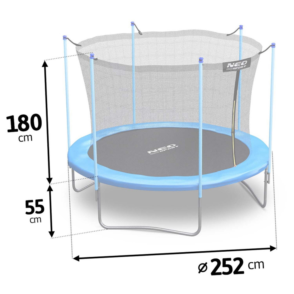 Neo-Sport trampoline 252 cm + safety net + stairs - 5