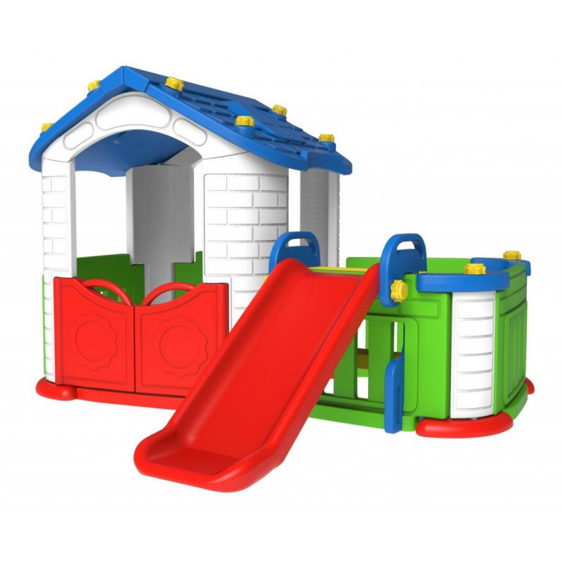 Detské záhradné domčeky - Záhradný domček so šmykľavkou modrý - 1
