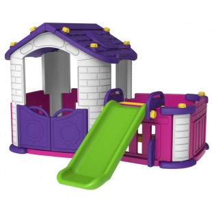 Garden house with purple slide
