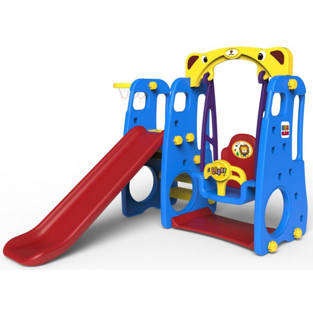 Dětské zahradní domky Slide Swing Basketball 3v1 modrý - 1