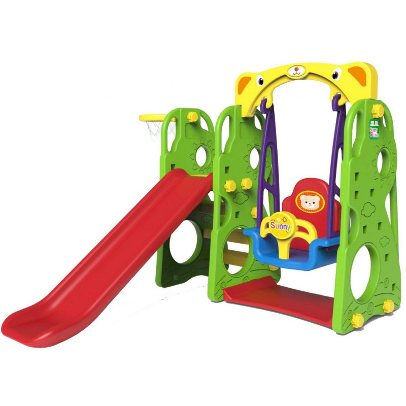 Dětské zahradní domky Slide Swing Basketball 3v1 zelený - 1