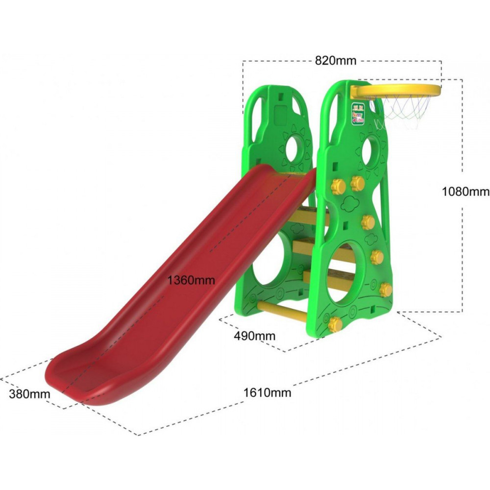 Detské záhradné domčeky Slide Swing Basketball 3v1 zelený - 3